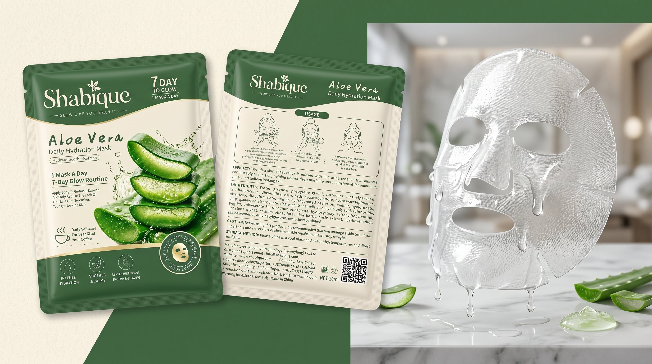 Shabique Aloe Vera Daily Hydration Mask 7-Day Glow Routine — product packaging front