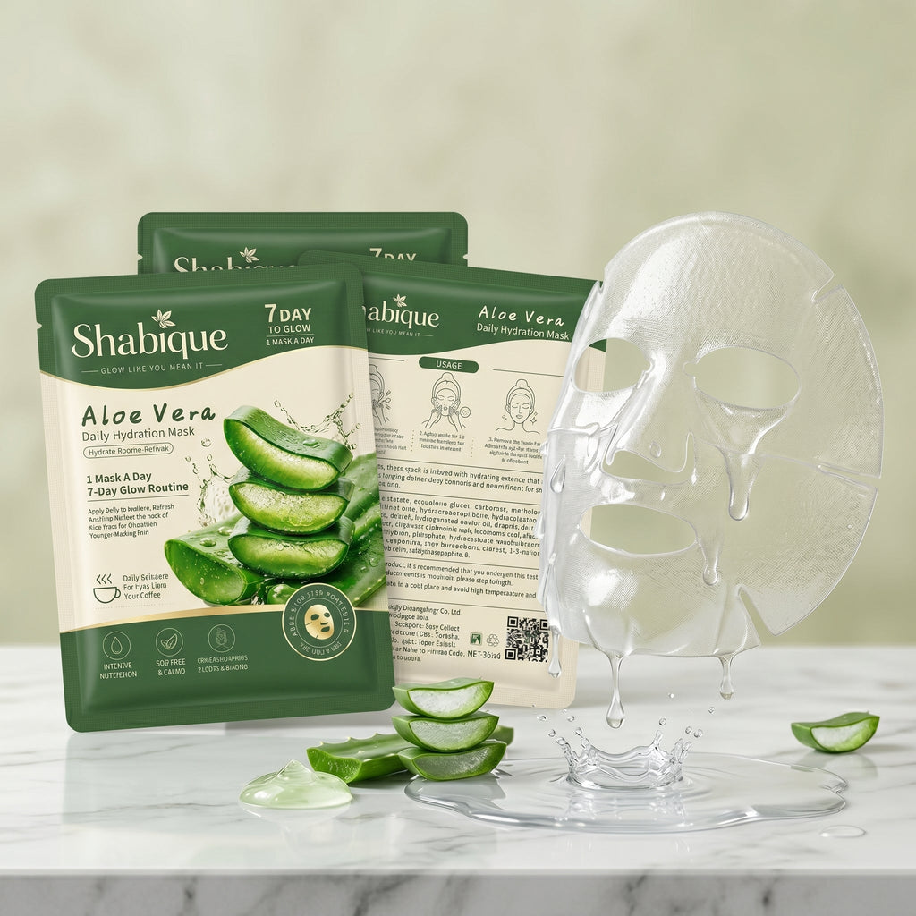 Shabique Aloe Vera sheet mask — product render side view