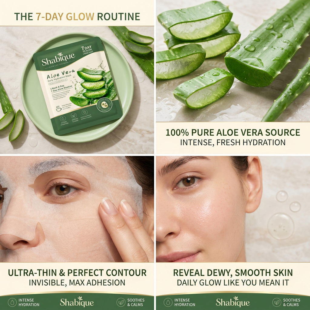 Shabique Aloe Vera Daily Hydration Mask — 7 pack glass skin results